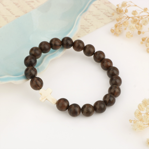 Faith Bead Wooden Bracelet - Black