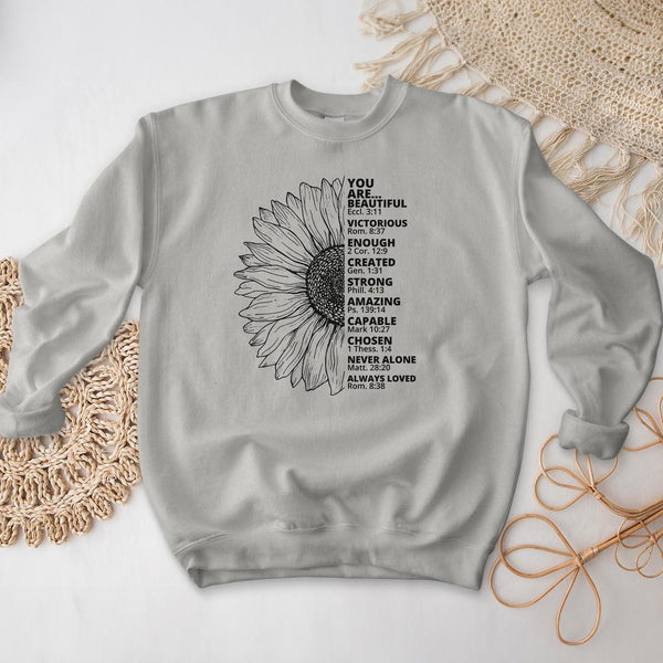 Sunflower Thankful Grateful Blessed Crewneck