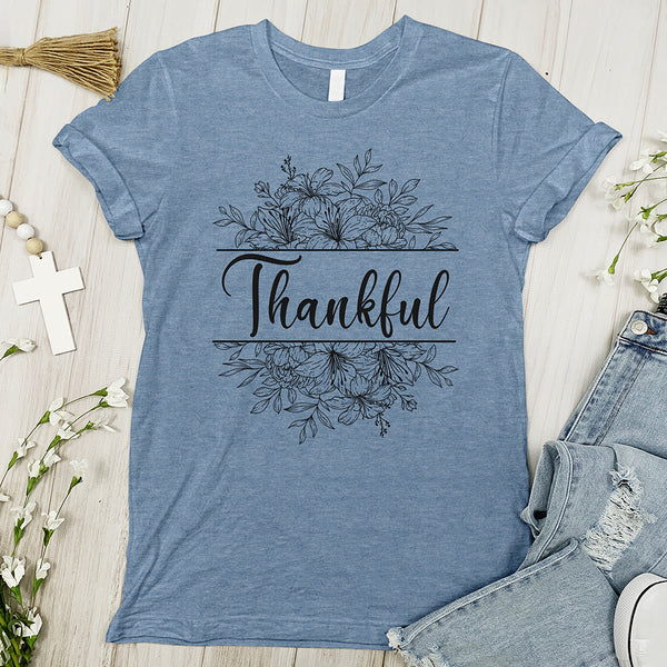 Thankful Tee - Floral Wreath