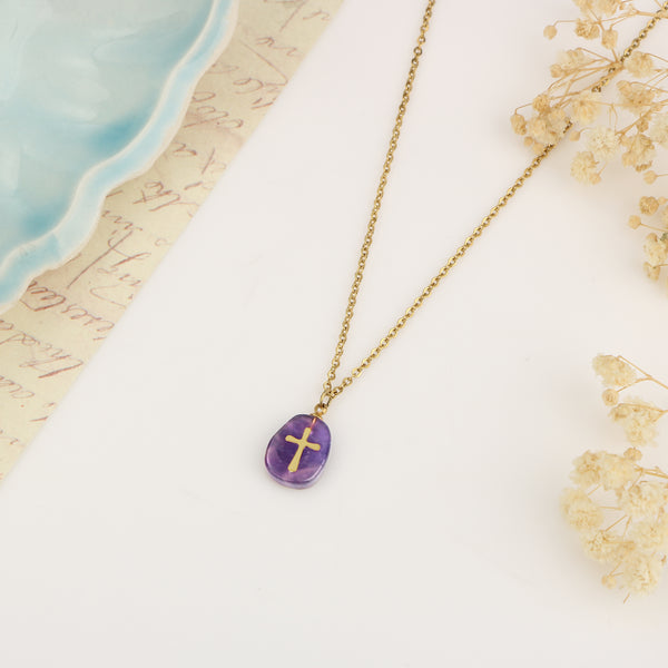 Cross Natural Stone Necklace