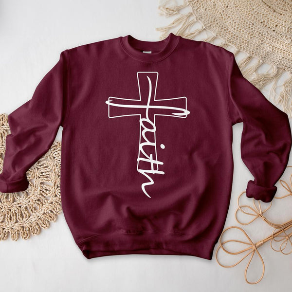 Jesus Cross White Crewneck