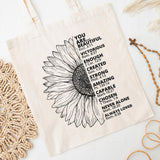 Sunflower Scripture Affirmation Tote Bag