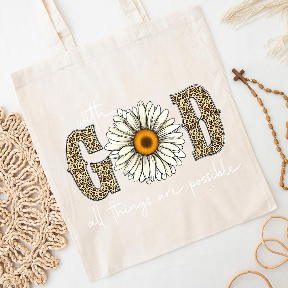 Christian Tote Bag - Faith with God All Things Are Possible